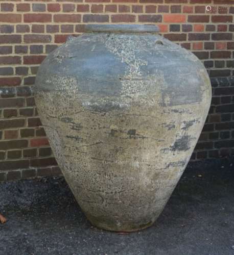 A substantial glazed stoneware garden pot or urn