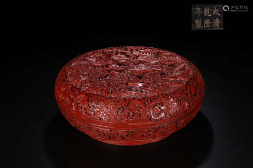 QIANLONG MARK RED LACQUER CAPPING BOX