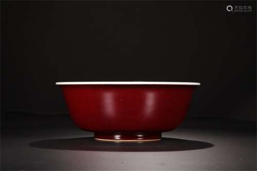 A Chinese Red Glazed Porcelain Bowl