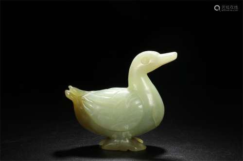 A Chinese Carved Jade Duck