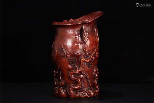 A Chinese Carved Bamboo  Brush Pot