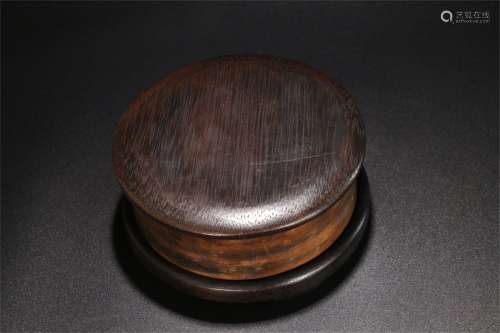 A Chinese Carved Ink Stone with Case