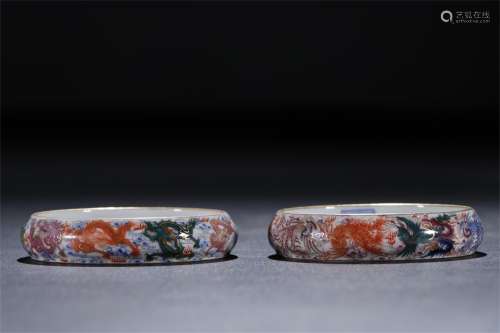 A Pair of Chinese Famille-Rose Porcelain Bracelets