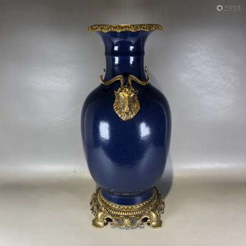 A European Blue Glazed Porcelain Vase