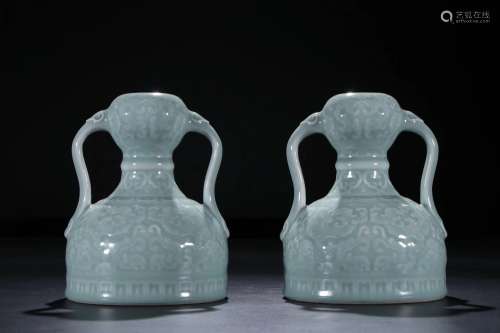 A Pair of Chinese Blue Glazed Porcelain Vases