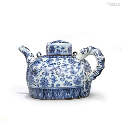 A Chinese Blue and White Porcelain Tea Pot