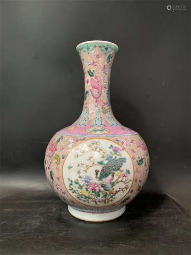 A Chinese Famille-Rose Porcelain Vase