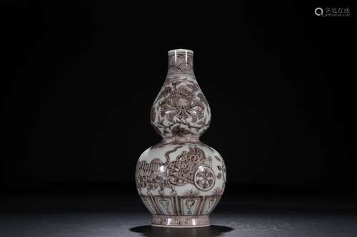 A Chinese Iron-Red Glazed Porcelain Double Gourd Vase