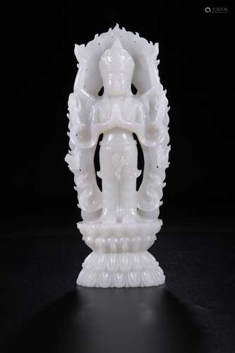 A Chinese Carved Jade Figure of Buddha