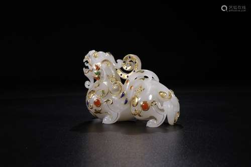 A Chinese Carved Jade Foo-Dog Decoration