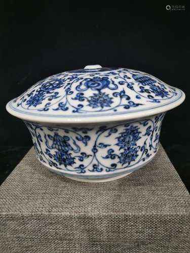 A Chinese Blue and White Porcelain Bowl with Cover