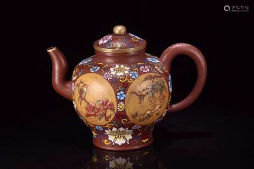 A Chinese Carved Yixing Glay Tea Pot