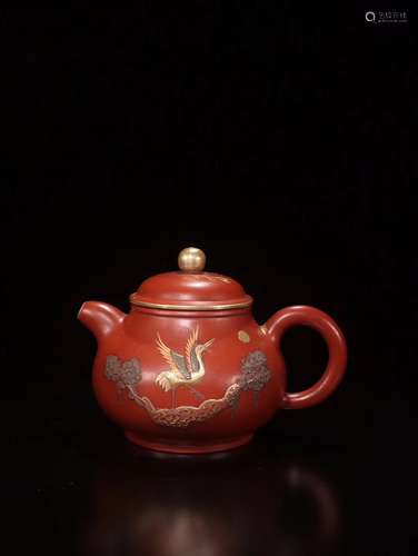 A Chinese Carved Yixing Glay Tea Pot