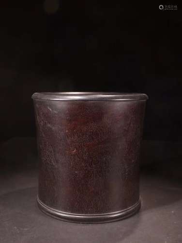 A Chinese Carved Zitan Brush Pot