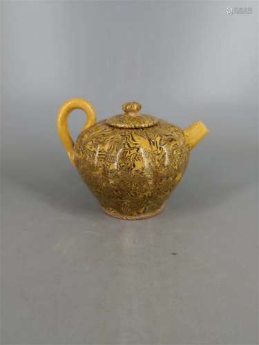 A Chinese Yellow Glazed Porcelain Tea Pot