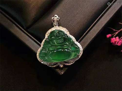 A Chinese Carved Jadeite Buddhist Pendant