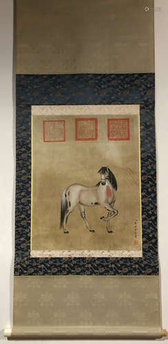 A Chinese Scroll Painting, Lang Shining Mark