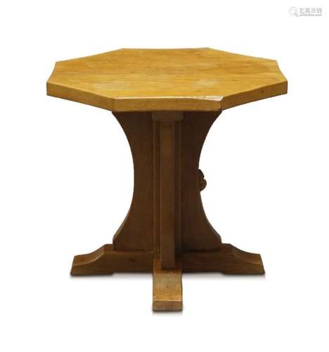 Robert Thompson (1876-1955), a ‘Mouseman’ English oak occasional table with octagonal top c.1970,