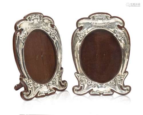 A pair of Art Nouveau silver photograph frames Mark of J. Aitkin & Son, Birmingham hallmarks 1903,