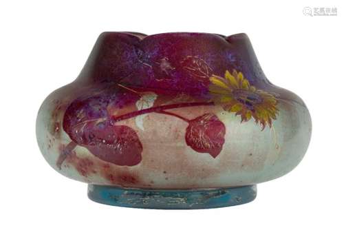 Vallérysthal, a glass vase with enamelled decoration c.1900, signed Vallérysthal in polished