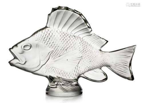 René Lalique, (1860-1945), a large clear and polished glass fish 'Gros Poisson, Algues', No.1101,