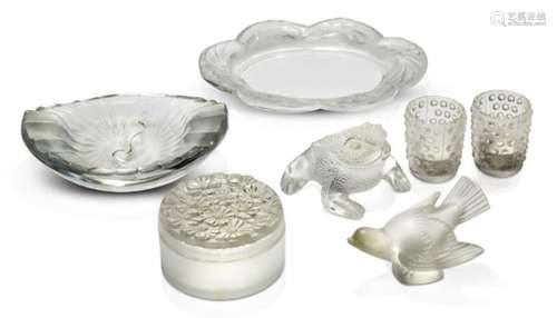 Lalique, a group of modern clear and frosted glass Post-war, each signed Lalique (R) France