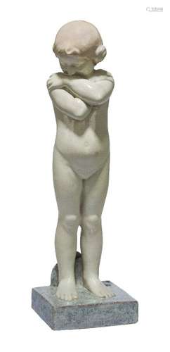 Pierre Lenoir (1879-1951/1953) and Andre Fau (1896-1982), a ceramic figure 'La petite frileuse', c.