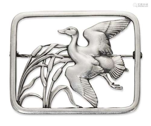 Hugo Liisberg (1896-1958) for Georg Jensen, a silver brooch Mark of Georg Jensen since 1945,