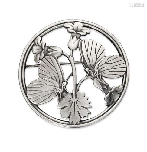 Arno Malinowski (1899-1976) for Georg Jensen, a silver 'Moonlight Blossom' brooch GJ monogram mark