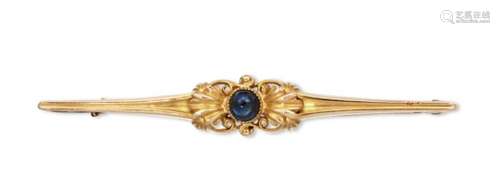 Georg Jensen, a gold and sapphire bar brooch c.1925, GI mark 765, 18k 169 Believed to be designed by