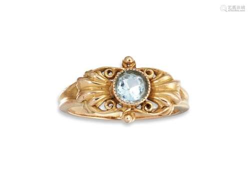 Georg Jensen, a gold and aquamarine ring c.1925, GI mark 765, 18k, 188 Believed to be designed by