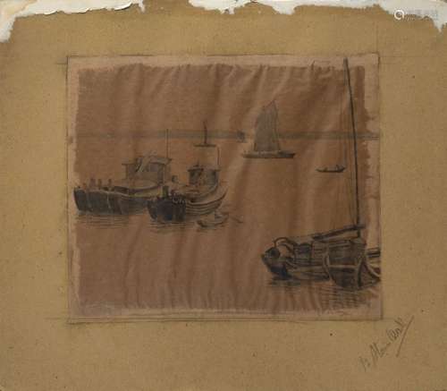 Bernard Leach (1887-1979), a watercolour of Chinese boats Early to mid 20th century, faint pencil