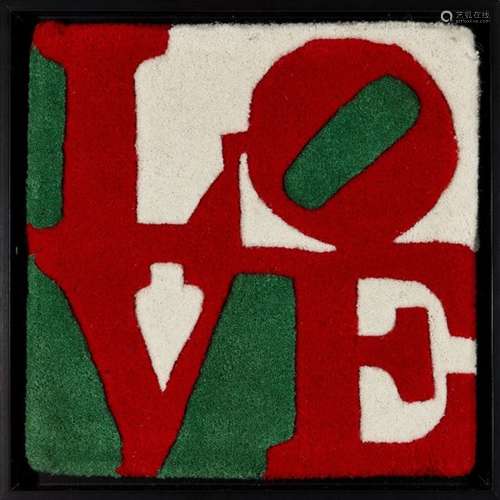 Robert Indiana, American 1928-2018- Magyar - Love, 2006; hand tufted wool, with publisher's label