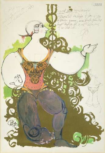 After Bjorn Wiinblad (1918-2006), A pair of costume designs Late 20th century, signed in the image