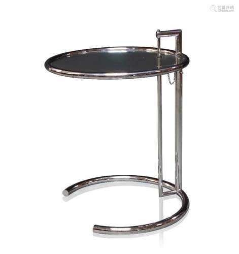 After Eileen Gray, a model 'E-1027' side table, designed 1927 c.2000 the circular glazed table top