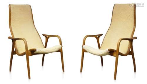 Yngve Ekström (1913-1988), a pair of 'Lamino' armchairs for Swedese c.1950, each stamped to