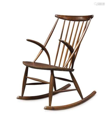 Illum Wikkelso (1919-1999), a 'Gyngestol Nr. 3' rocking chair for Niels Eilersen Møbler c.1950s