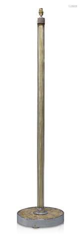 A glass and chromed floor lamp c.1950s the stem comprised of glass rods, on circular chromed and