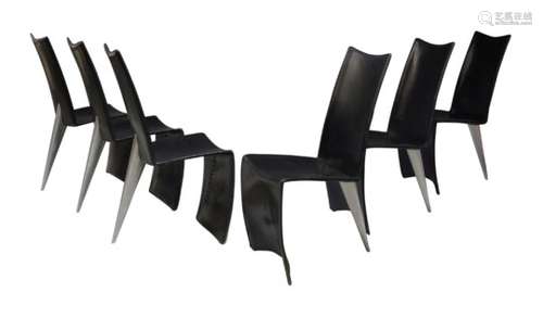 Philippe Starck (b.1949), a set of six 'Ed Archer' chairs for Aleph c.1980, each chair stamped '