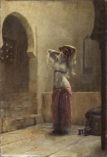 Young girl in the hamam 55.5 x 38 cm. Théodore Jacques Ralli(Greek, 1852-1909)