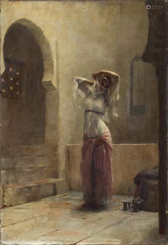 Young girl in the hamam 55.5 x 38 cm. Théodore Jacques Ralli(Greek, 1852-1909)