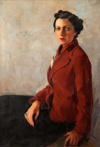 Portrait of the collector 100 x 70 cm. Othon Pervolarakis(Greek, 1887-1974)