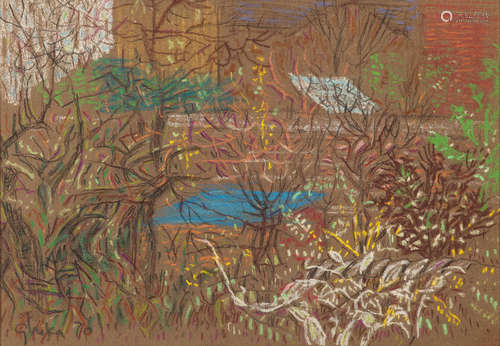 Garden 17.5 x 25.5 cm. Nikos Hadjikyriakos-Ghika(Greek, 1906-1994)