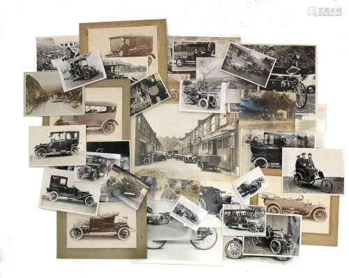 Assorted photographs depicting Veteran and Edwardian cars,