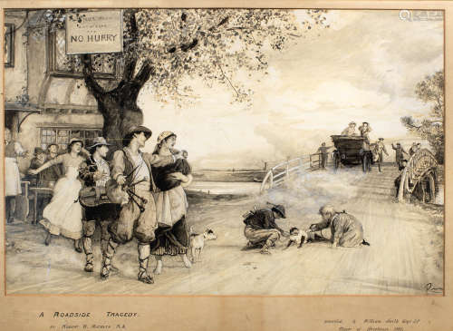 Robert Walker Macbeth RA (British 1848-1910), 'A Roadside Tragedy',  An original artwork for The Graphic,