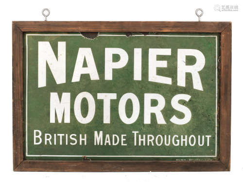 A Napier Motors 'British Made Throughout' hanging enamel sign,
