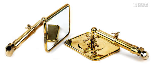 A pair of brass side-mirrors,
