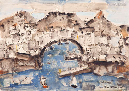 View of Hydra 35 x 50 cm. Yiannis Spyropoulos(Greek, 1912-1990)