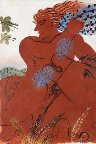 Cavalier rouge  72.6 x 48.5 cm. Alecos Fassianos(Greek, born 1935)