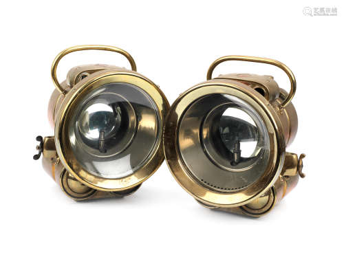 A pair of Lucas 'Duplex' No.784 self-generating headlamps, Registered Design 1906,